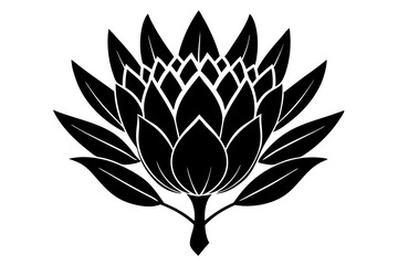 
king protea flower vector silhouette, vector black king protea silhouette, king protea flower icon
