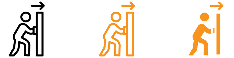 Active Person Pushing Door Icon for Movement and Action Graphics Perfect for Representing Door Opening and Physical Action