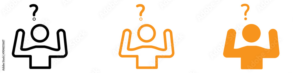 Aufkleber confusing man icon depicting decision-making challenges, uncertainty in business strategies, and psy