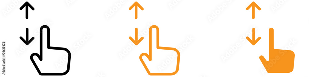Aufkleber Vertical Swipe Up and Down Icon for User Interface and Interaction Graphics Perfect for Representing Vertical Swiping Actions
