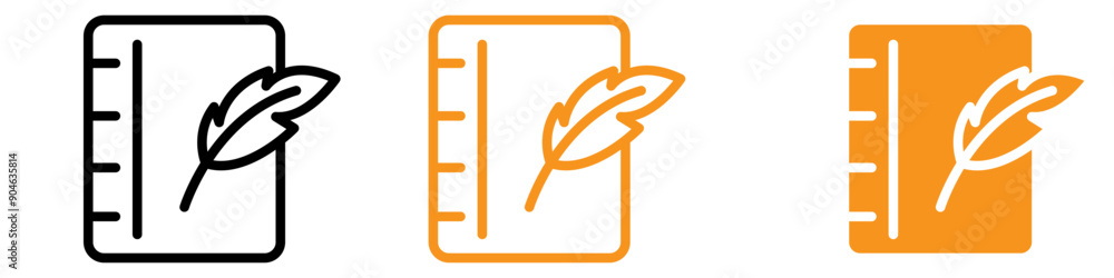 Poster vintage quill pen and notebook page icon for writing and literature graphics perfect for representin