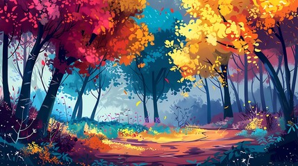 Vibrant Autumnal Forest Path