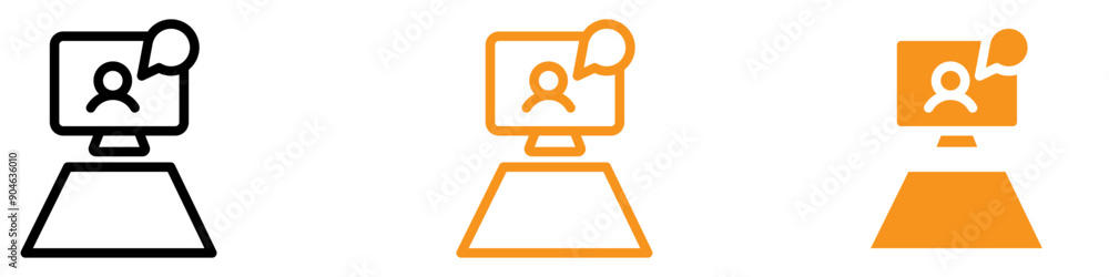 Poster interactive video conference icon for communication and technology graphics ideal for representing v
