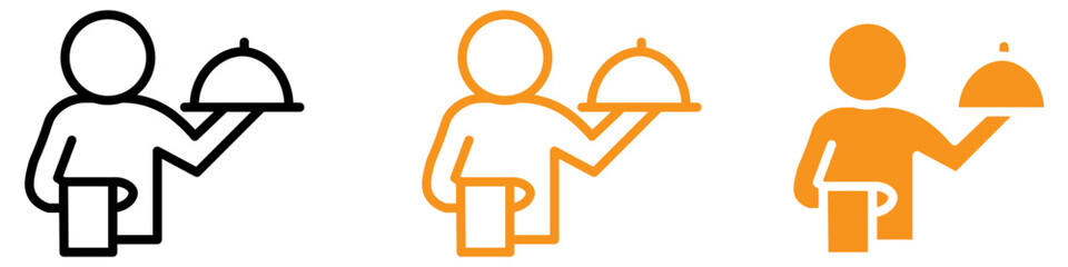 Service-Oriented Restaurant Waiter Icon for Hospitality and Dining Graphics Ideal for Representing Waitstaff and Restaurant Services