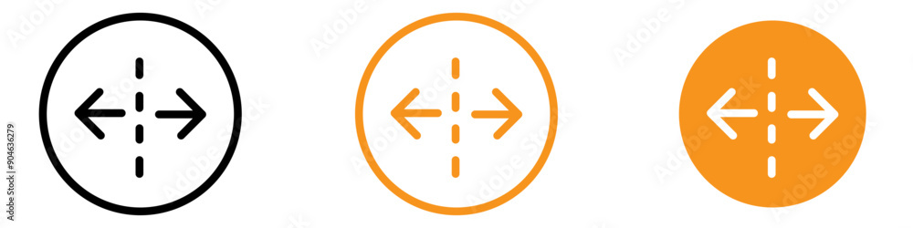 Aufkleber Directional Separating Arrow in Two Parts Icon for Navigation and Directions Graphics Ideal for Representing Divergent Paths and Directions
