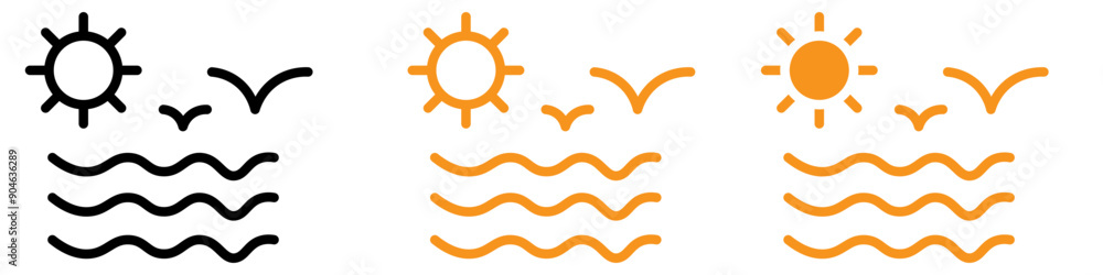 Aufkleber coastal sea with seagull icon for nature and maritime graphics ideal for representing seaside scenes