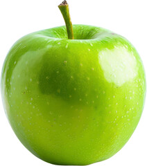 A close-up of a single green apple isolated on transparent png