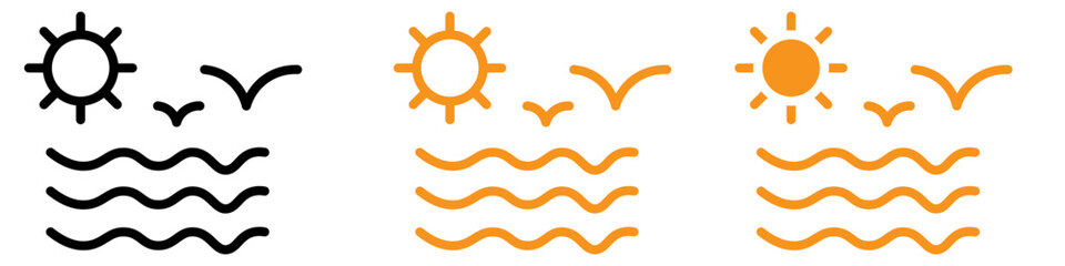 Coastal Sea with Seagull Icon for Nature and Maritime Graphics Ideal for Representing Seaside Scenes and Marine Wildlife