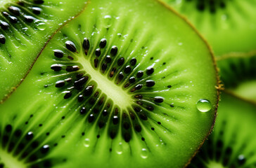 close-up shot of the center cross-section of a kiwi fruit