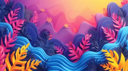 Obraz premium Abstract Tropical Landscape in Vibrant Colors
