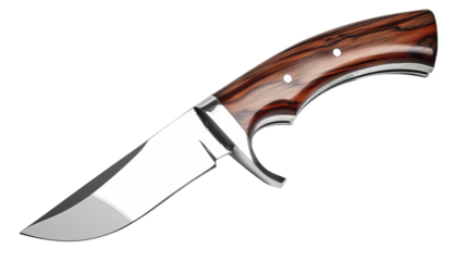 A knife with a wooden handle and a silver blade
