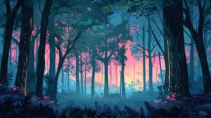 Mystical Forest at Dusk