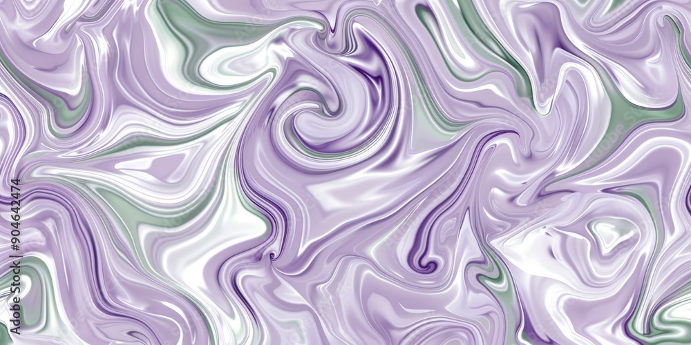 Poster dynamic swirl pattern in purple and green, creating a harmonious and modern aesthetic