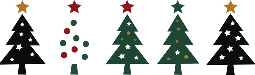 Obraz premium Festive Christmas Tree Vector Silhouettes