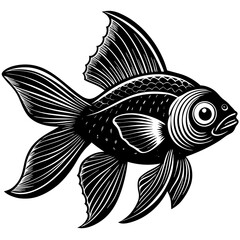 black and white fish, golden fish vector illustration, fish vector art, fish silhouette, fish vector icon, eps