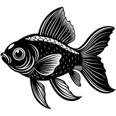 black and white fish, golden fish vector illustration, fish vector art, fish silhouette, fish vector icon, eps