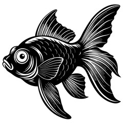black and white fish, golden fish vector illustration, fish vector art, fish silhouette, fish vector icon, eps