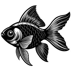 black and white fish, golden fish vector illustration, fish vector art, fish silhouette, fish vector icon, eps