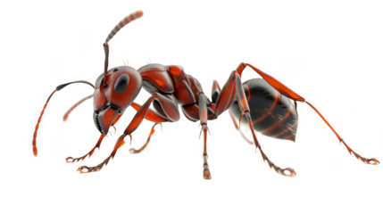 red ant on white background