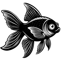 black and white fish, golden fish vector illustration, fish vector art, fish silhouette, fish vector icon, eps