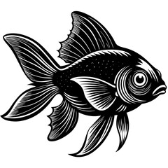 black and white fish, golden fish vector illustration, fish vector art, fish silhouette, fish vector icon, eps