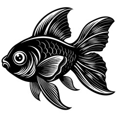Fototapeta premium black and white fish, golden fish vector illustration, fish vector art, fish silhouette, fish vector icon, eps