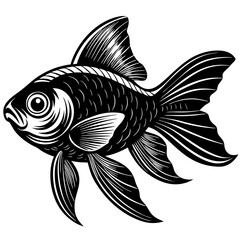 black and white fish, golden fish vector illustration, fish vector art, fish silhouette, fish vector icon, eps