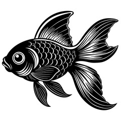 black and white fish, golden fish vector illustration, fish vector art, fish silhouette, fish vector icon, eps