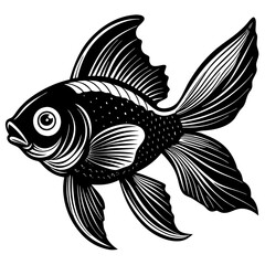 black and white fish, golden fish vector illustration, fish vector art, fish silhouette, fish vector icon, eps