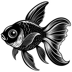 black and white fish, golden fish vector illustration, fish vector art, fish silhouette, fish vector icon, eps