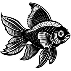 black and white fish, golden fish vector illustration, fish vector art, fish silhouette, fish vector icon, eps