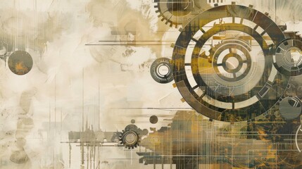 Fototapeta premium Abstract Art with Gears and Circles
