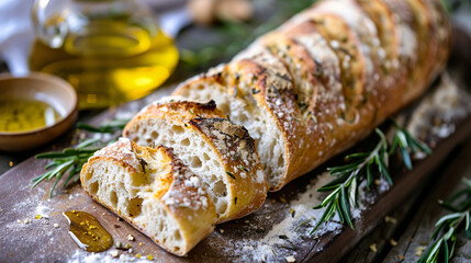 Freshly baked artisan bread with a side of olive oil - Powered by Adobe