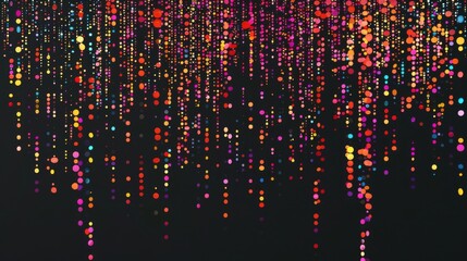 Abstract dots on dark background create colorful modern design with trendy elegant aesthetic