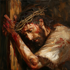 Jesus Christ carrying the wood cross