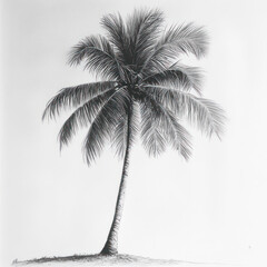 coconut tree,  pencil drawing, palm tree