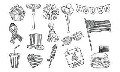 american independence day handdrawn collection