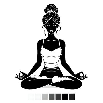 recommend clip art: Girl Meditation, Black and White, Lotus position, Silhouette