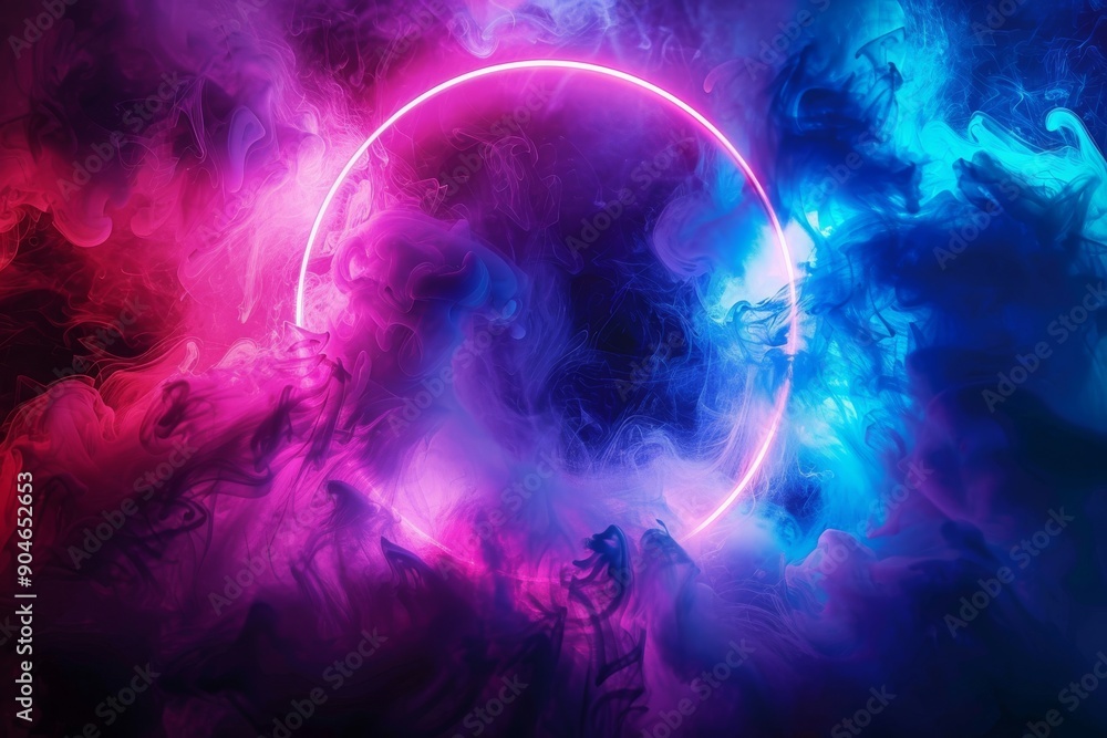 Aufkleber experience a vibrant and dynamic abstract space that is illuminated with a captivating neon glow