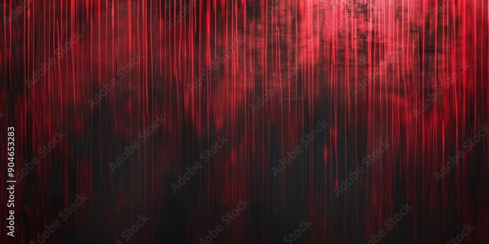 Poster an abstract representation with a bold red and black background and striking vertical lines