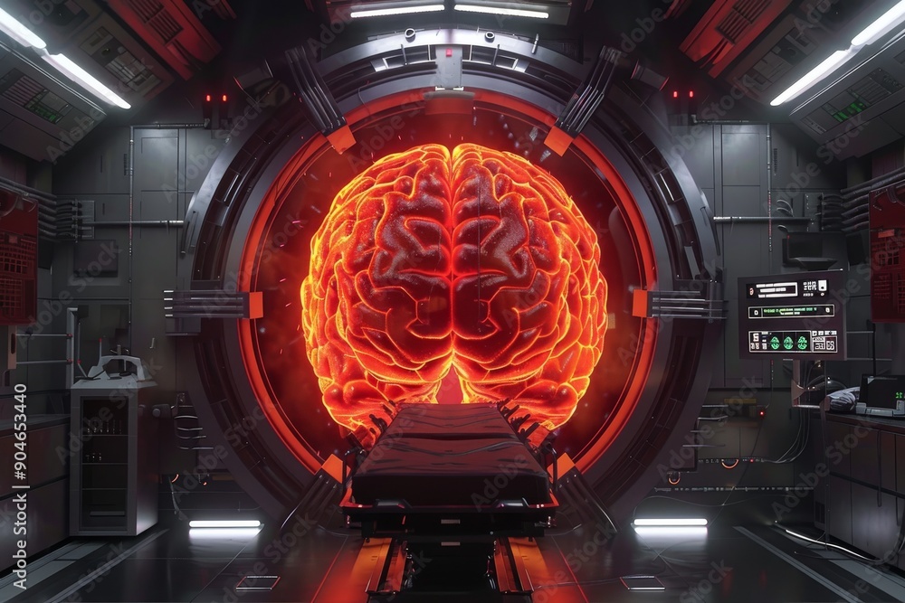 Poster neural network activation in a high-tech laboratory setting, scientific breakthrough.