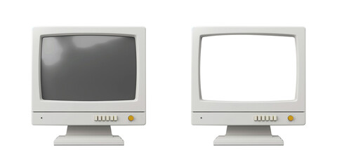 retro computer monitor isolated on transparent background