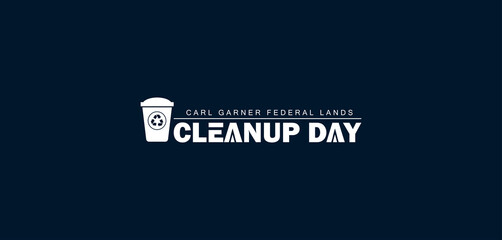 Logo for Clean Up Day event featuring broom, recycling symbol
