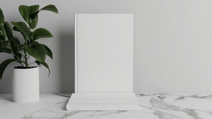 Neat pile of generic white books with no labels, against a plain background
