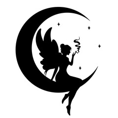 Fairy Weed | Smoking Weed Fairy | Moon Fairy | Cannabis | Fairy Smoking | Kush Life | Smoking Joint | Fairy | Original Illustration | Vector and Clipart | Cutfile and Stencil