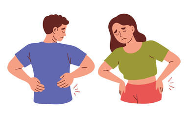 Fototapeta premium Woman and Man Suffering from Lower Back Pain