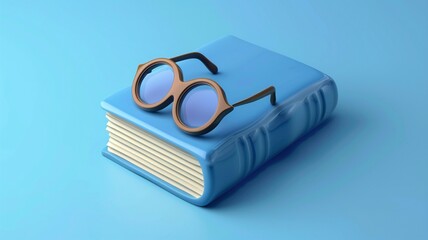 A pair of reading glasses resting on an open book in sunlight
