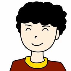 cartoon boy smiling on white background