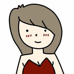 cartoon woman wearing elegant dress