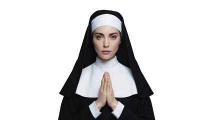 Statues of Holy Women in Roman Catholic Church isolated on white background.